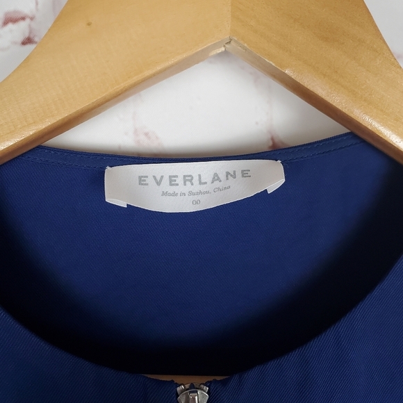 Everlane Japanese GoWeave Front Zip Dress Size 00 Blue Relaxed Fit - Picture 7 of 15